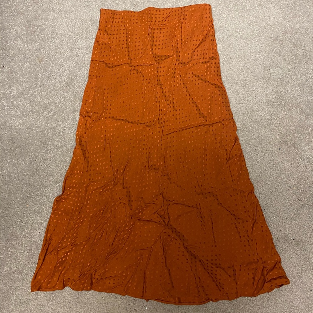 Leith burnt orange midi skirt